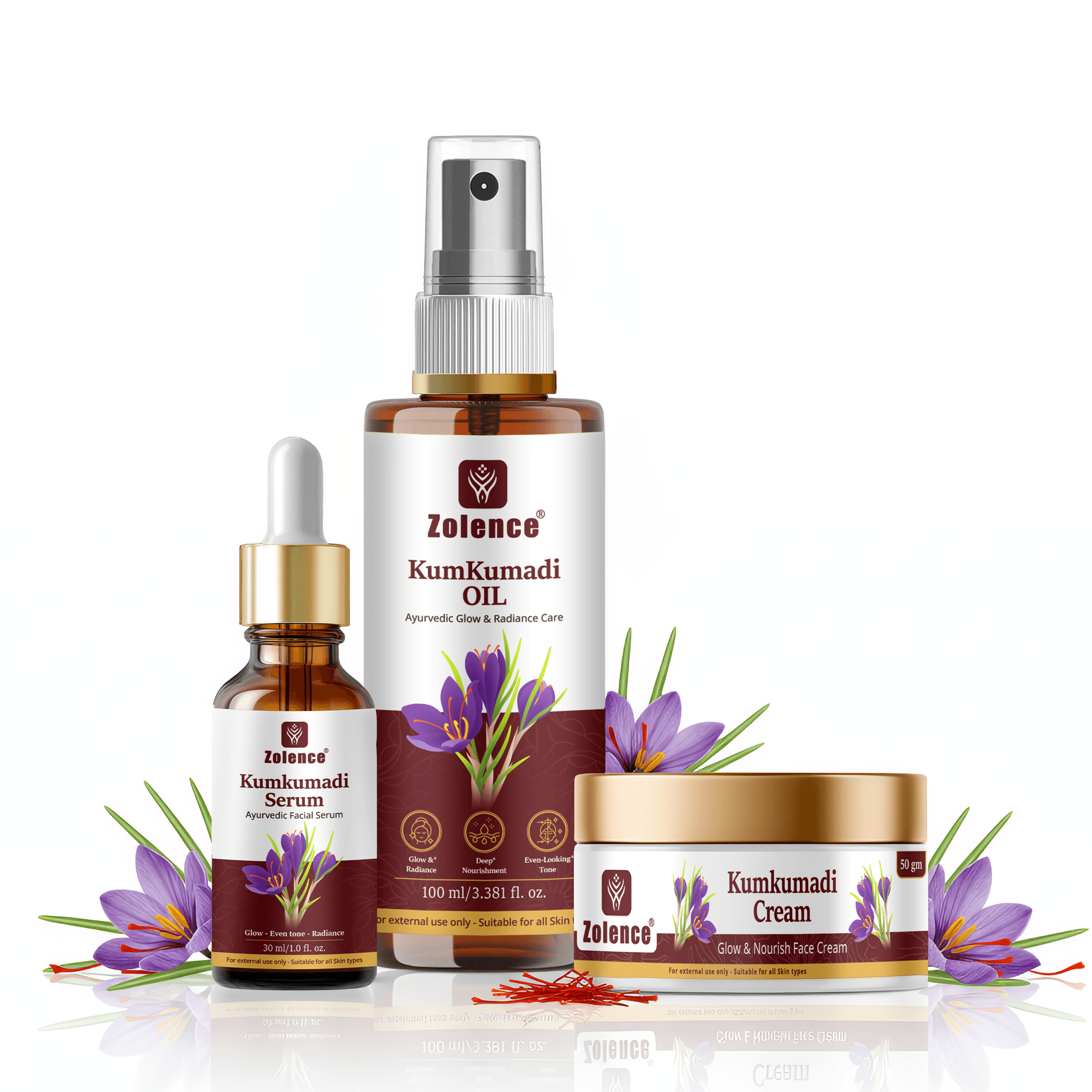 Kumkumadi Cream + Oil + Serum - F Kumkumadi Cream + Serum + Oil Combo - Image 1