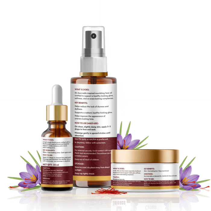 Kumkumadi Cream + Serum + Oil Combo - Image 3